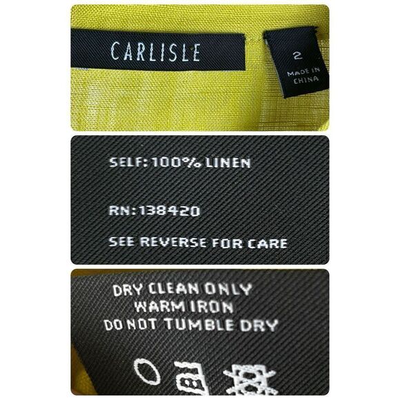 Carlisle 100% LINEN Asymmetrical Hem Top Acid Green Chartreuse 2 - Picture 8 of 14